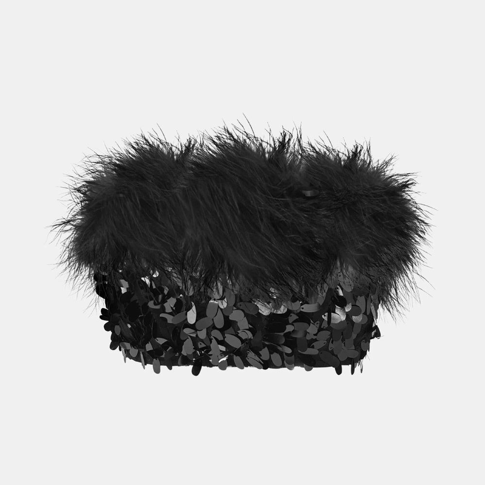 REVOLVE x OW Collection Virgo Sequin Feather Top - Black - XS - Picture 3 of 6